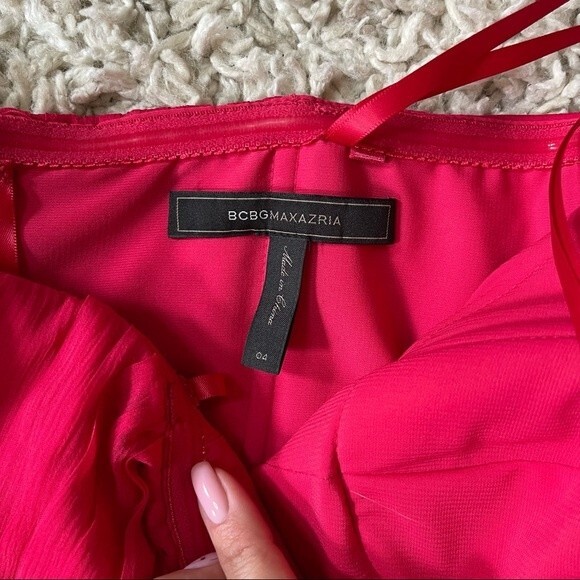 BCBGMaxAzria Rich Pink Coral Strapless Mini Cocktail Dress - Picture 5 of 9